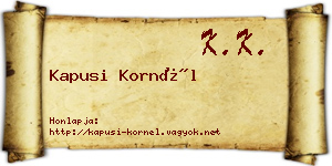 Kapusi Kornél névjegykártya